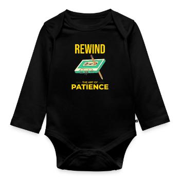 Cassette Tape Rewinding 80s Nostalgia Retro 1980s - Organic Longsleeve Baby Bodysuit - black - Front