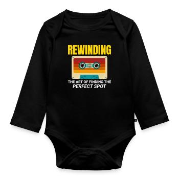 Cassette Tape Rewinding 80s Nostalgia Retro 1980s - Organic Longsleeve Baby Bodysuit - black - Front