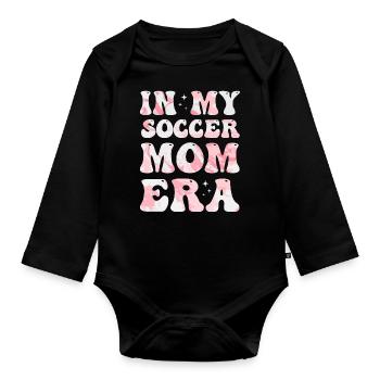 À l’époque de ma maman de football, maman de football colorée - Body Bébé bio manches longues - noir - Devant