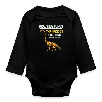 Brachiosaurus Dinosaur Dino Fossil Hunting - Organic Longsleeve Baby Bodysuit - black - Front