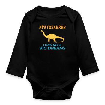 Apatosaurus Dinosaur Dino Paleontologist Fossil - Organic Longsleeve Baby Bodysuit - black - Front