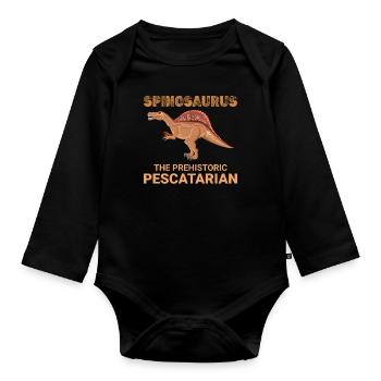 Spinosaurus Dinosaure Dino Paléontologue Fossile - Body Bébé bio manches longues - noir - Devant