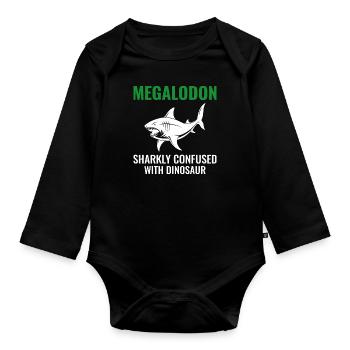 Megalodon dinosaure dinosaure paléontologue poisson fossile - Body Bébé bio manches longues - noir - Devant