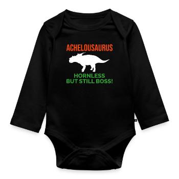 Achelousaurus dinosaure dinosaure dinosaure fossile de paléontologue - Body Bébé bio manches longues - noir - Devant