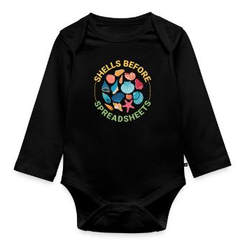 Seashells Collector Beachcomber Sea Shell Ocean - Organic Longsleeve Baby Bodysuit - black - Front