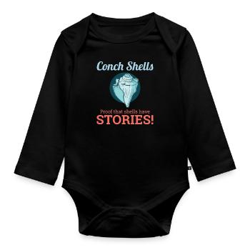 Conch Seashells Collector Beachcomber Sea Shell - Organic Longsleeve Baby Bodysuit - black - Front