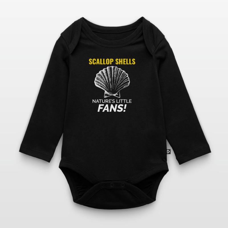 Scallop Seashells Collector Beachcomber Shellfish Organic Longsleeve Baby Bodysuit