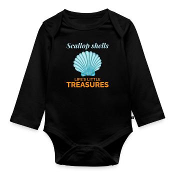 Scallop Seashells Collector Beachcomber Shellfish - Organic Longsleeve Baby Bodysuit - black - Front