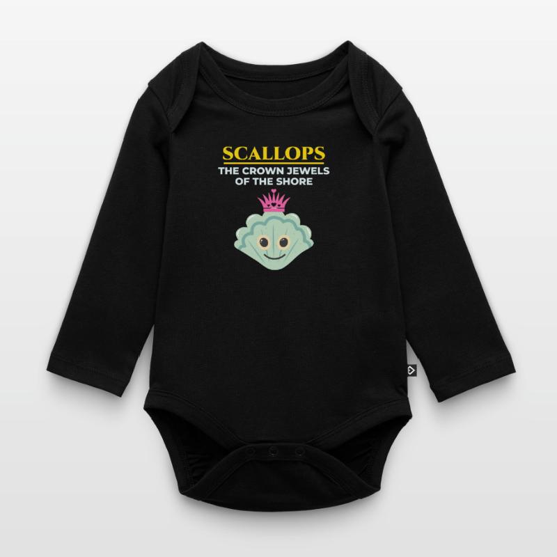 Scallop Seashells Collector Beachcomber Shellfish Organic Longsleeve Baby Bodysuit