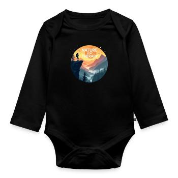 Nature is my Therapy - Hiking in the mountains - Organic Longsleeve Baby Bodysuit - black - Front