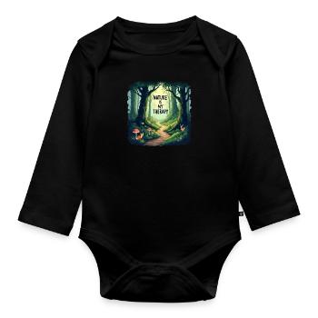 Nature is my Therapy - Meditation im Wald - Baby Bio-Langarm-Body - Schwarz - Vorne