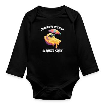Clam Shell Seashells Collector Beachcomber Beach - Organic Longsleeve Baby Bodysuit - black - Front