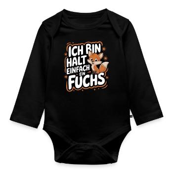 Fuchs Füchse Wildtier Waldtier Rotfuchs - Baby Bio-Langarm-Body - Schwarz - Vorne