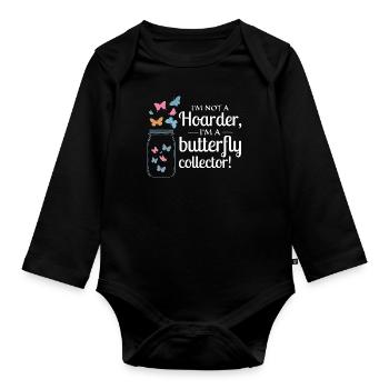 Schmetterlinge, Schmetterlinge, Insektensammler, Entomologie - Baby Bio-Langarm-Body - Schwarz - Vorne