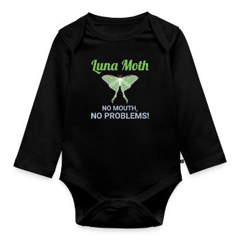 Luna Moth Nocturnal Animal Insect Collector - Organic Longsleeve Baby Bodysuit - black - Front