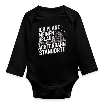 Roller Coaster Amusement Park Roller Coaster - Organic Longsleeve Baby Bodysuit - black - Front
