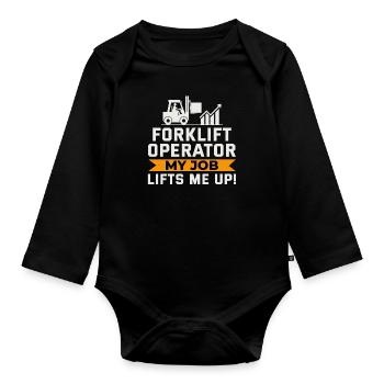 Forklift Operator Heavy Equipment Driver Funny - Organic Longsleeve Baby Bodysuit - black - Front