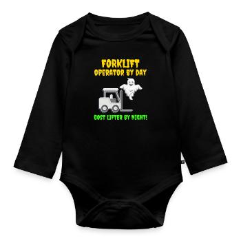 Halloween Ghost Forklift Operator Heavy Equipment - Organic Longsleeve Baby Bodysuit - black - Front