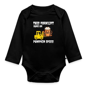 Halloween Forklift Operator Pumpkin Spice Funny - Organic Longsleeve Baby Bodysuit - black - Front