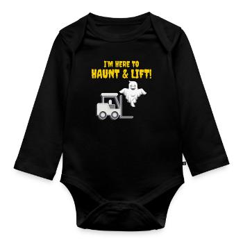 Halloween Ghost Forklift Operator Heavy Equipment - Organic Longsleeve Baby Bodysuit - black - Front
