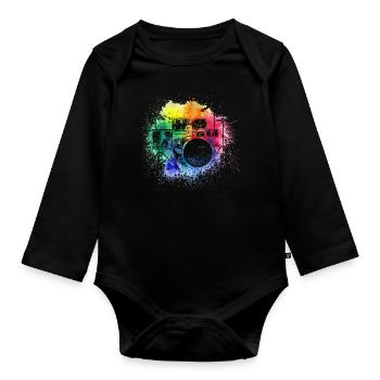 Drums Drums Drumstick Drummer Music Band Rock - Organic Longsleeve Baby Bodysuit - black - Front