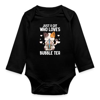 Bubble Tea Boba BubbleTea Kawaii Japan Tea Kpop - Baby Bio-Langarm-Body - Schwarz - Vorne
