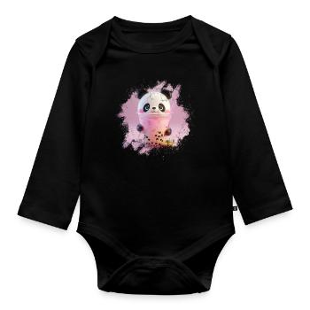 Thé à bulles Boba BubbleTea Kawaii Japan Tea Kpop - Body Bébé bio manches longues - noir - Devant