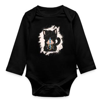 Bubble Tea Boba BubbleTea Kawaii Japan Tea Kpop - Baby Bio-Langarm-Body - Schwarz - Vorne