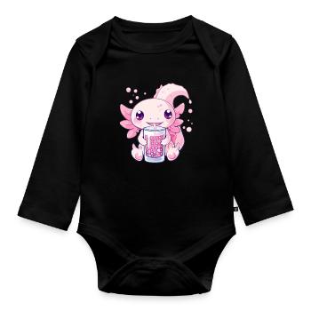 Bubble Tea Boba BubbleTea Kawaii Japan Tea Kpop - Baby Bio-Langarm-Body - Schwarz - Vorne