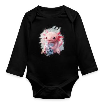 Bubble Tea Boba BubbleTea Kawaii Japan Tea Kpop - Baby Bio-Langarm-Body - Schwarz - Vorne