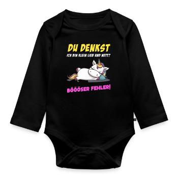 Einhorn Tshirt Lustig Witzig Humor Sarkasmus Büro - Baby Bio-Langarm-Body - Schwarz - Vorne