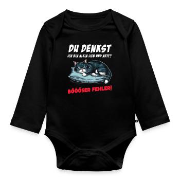 Chat Tshirt Drôle Drôle Humour Sarcasme Bureau - Body Bébé bio manches longues - noir - Devant