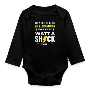 Electrician Humor Electrical Technician Engineer - Organic Longsleeve Baby Bodysuit - black - Front