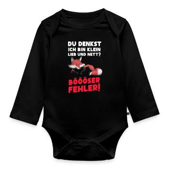 Fox Tshirt Funny Funny Humor Sarcasm Office - Organic Longsleeve Baby Bodysuit - black - Front
