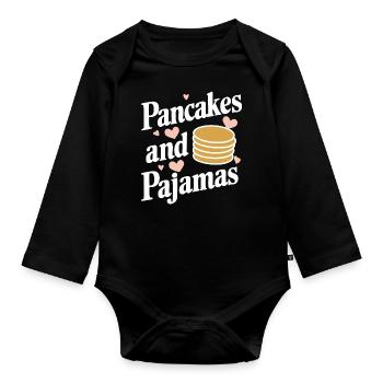 Pancakes Breakfast Food Pancake - Organic Longsleeve Baby Bodysuit - black - Front