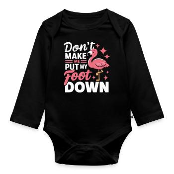 Flamingo Tier Rosa - Baby Bio-Langarm-Body - Schwarz - Vorne