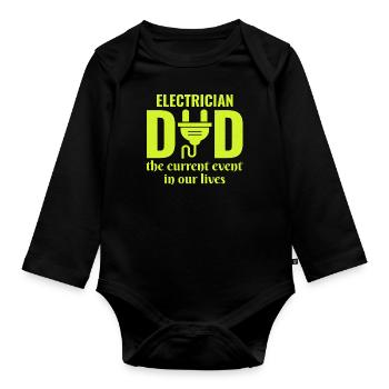 Électricien Papa Technicien en électricité Fête des pères - Body Bébé bio manches longues - noir - Devant