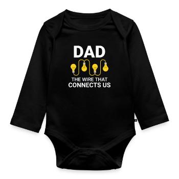 Electrician Dad Electrical Technician Engineer - Organic Longsleeve Baby Bodysuit - black - Front