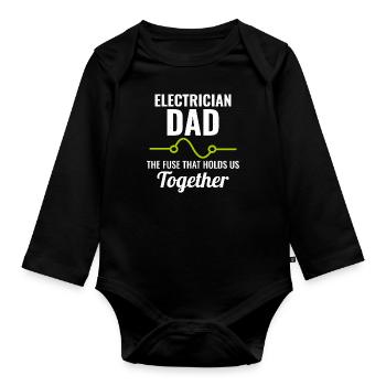 Électricien Papa Technicien électricien Ingénieur - Body Bébé bio manches longues - noir - Devant