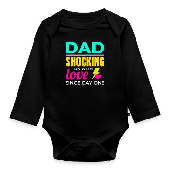 Electrician Electrical Technician Valentines Day - Organic Longsleeve Baby Bodysuit - black - Front