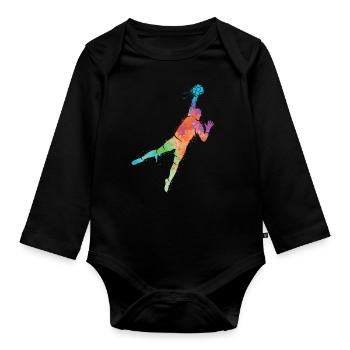 Gardien de but de football Joueur de football Gardien de but de football - Body Bébé bio manches longues - noir - Devant