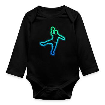 Handball players Handball men Boys Handball - Organic Longsleeve Baby Bodysuit - black - Front