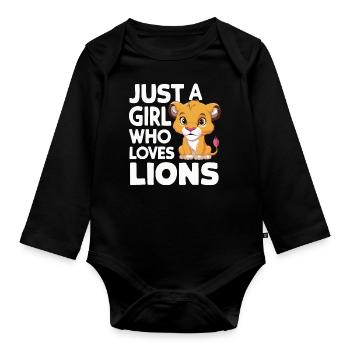 Lion Lion Animal Africa - Organic Longsleeve Baby Bodysuit - black - Front
