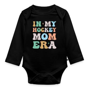 À l’époque de ma mère de hockey, groovy rétro - Body Bébé bio manches longues - noir - Devant