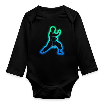 Taekwondo Arts Martiaux Enfants Garçons Karaté - Body Bébé bio manches longues - noir - Devant