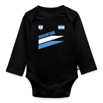 Argentine Cadeau Argentine Drapeau argentin - Body Bébé bio manches longues - noir - Devant