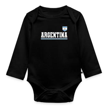 Argentinien Geschenk Argentina Argentine Flagge - Baby Bio-Langarm-Body - Schwarz - Vorne