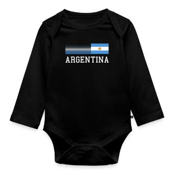 Argentine Cadeau Argentine Drapeau argentin - Body Bébé bio manches longues - noir - Devant
