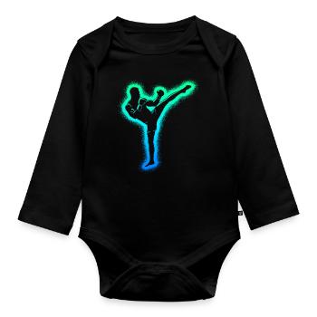Muay Thai Kickboxer Arts Martiaux Enfants Kickboxing - Body Bébé bio manches longues - noir - Devant