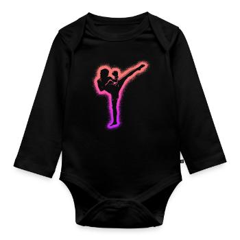 Muay Thai Kickboxer Arts Martiaux Filles Kickboxing - Body Bébé bio manches longues - noir - Devant